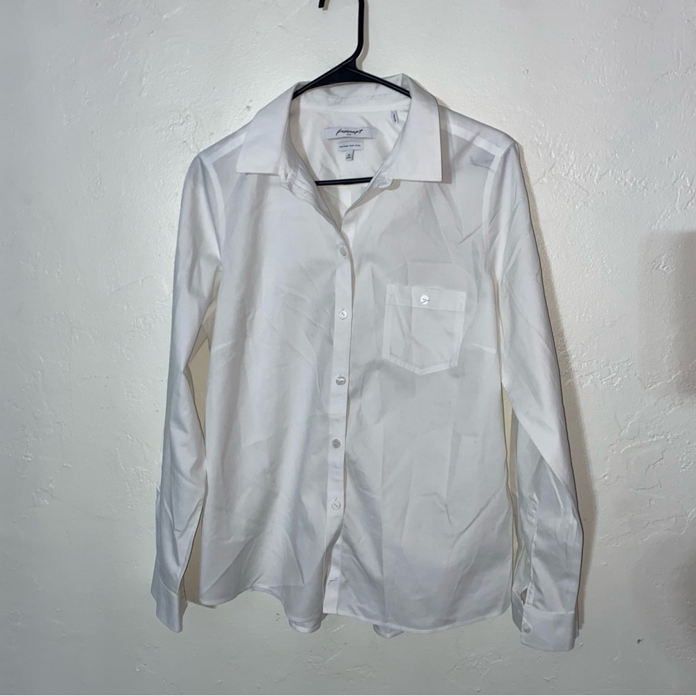 FOXCROFT Heritage Non-Iron 100% Cotton essential pinpoint button down shirt 12